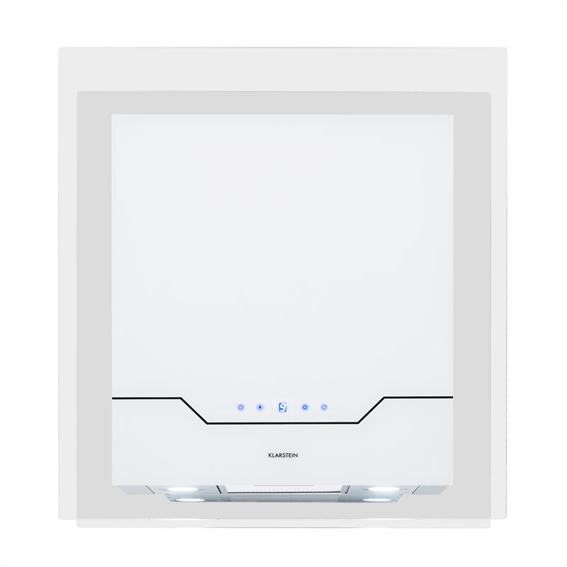Klarstein Karree, digestor, 60 cm, nástenný, 640 m³/h, LED, nehrdzavejúca oceľ, sklo, biely – Obrázok 2