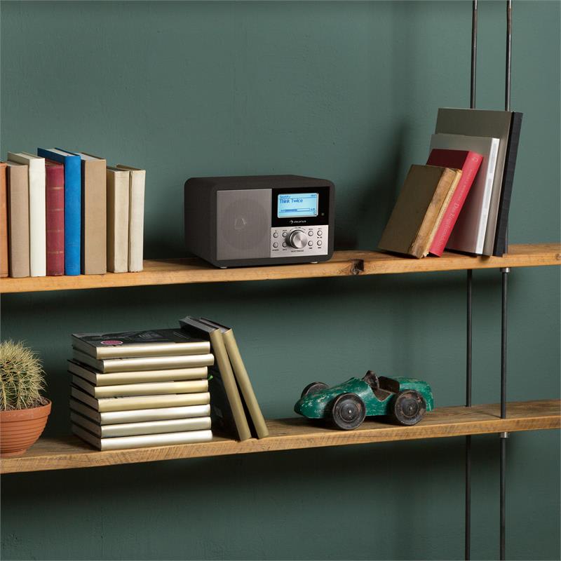 Auna Worldwide Mini, internetové rádio, WLAN, sieťový prehrávač, USB, MP3, AUX, FM tuner, čierna farba – Obrázok 2
