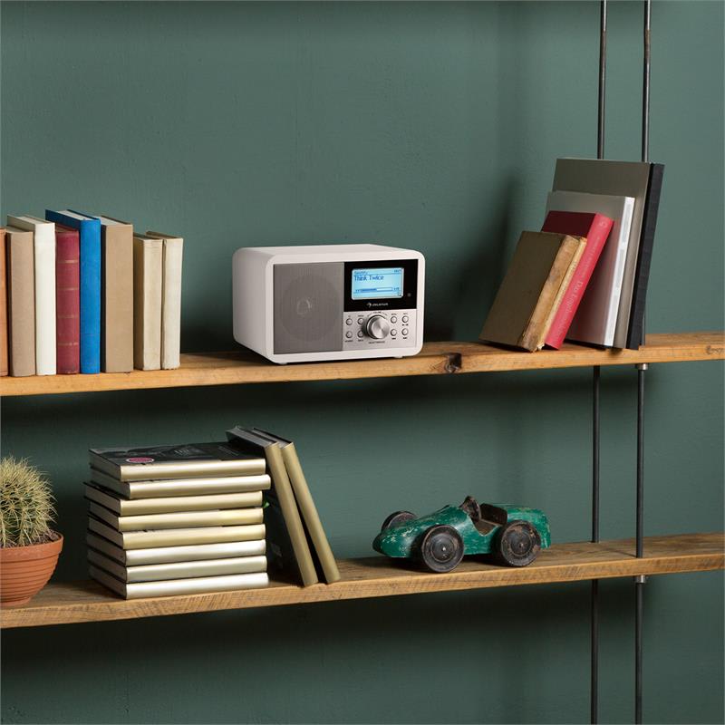 Auna Worldwide Mini, internetové rádio, WLAN, sieťový prehrávač, USB, MP3, AUX, FM tuner, biela farba – Obrázok 2