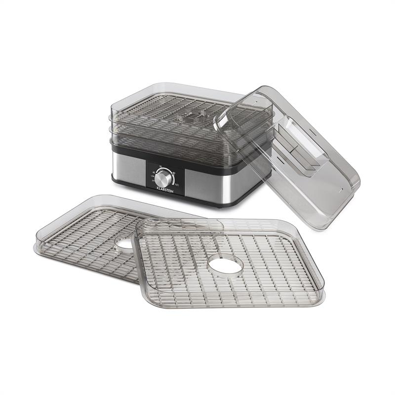 Klarstein Valle Deluxe, sušička potravín, dehydrátor, 5 mrežovitých políc, 250W, nerezová oceľ – Obrázok 4