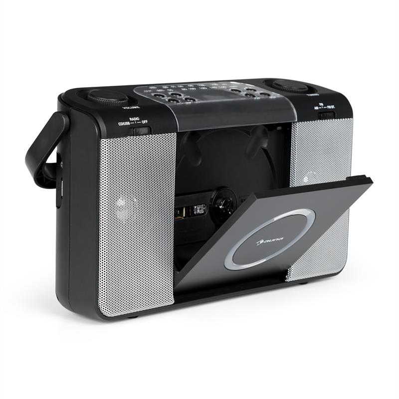 Auna Boomtown USB, boombox, CD prehrávač, FM rádio, MP3, prenosné kufríkové rádio, čierny – Obrázok 3