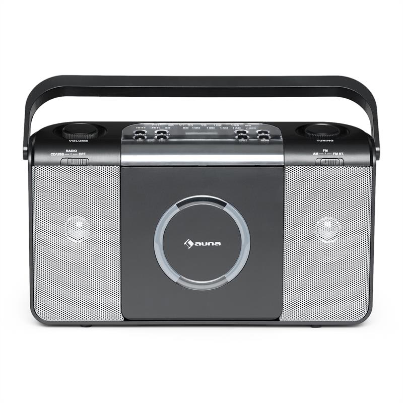 Auna Boomtown USB, boombox, CD prehrávač, FM rádio, MP3, prenosné kufríkové rádio, čierny – Obrázok 4