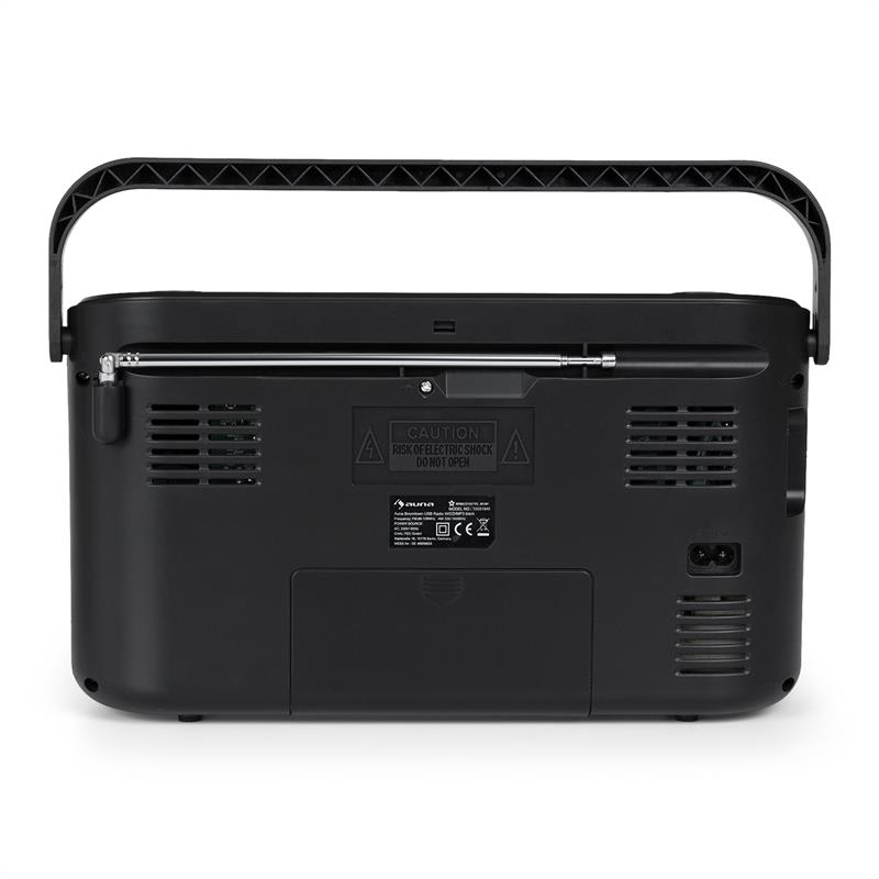 Auna Boomtown USB, boombox, CD prehrávač, FM rádio, MP3, prenosné kufríkové rádio, čierny – Obrázok 5