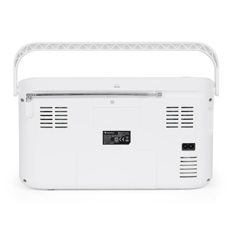 Auna Boomtown USB, boombox, CD prehrávač, FM rádio, MP3, prenosné kufríkové rádio, biely – Obrázok 5