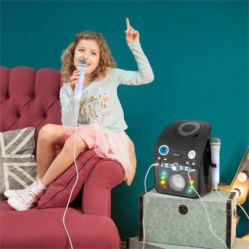 Auna Kara Dazzl, karaoke mikrofón, LED svetelný efekt, biely – Obrázok 2