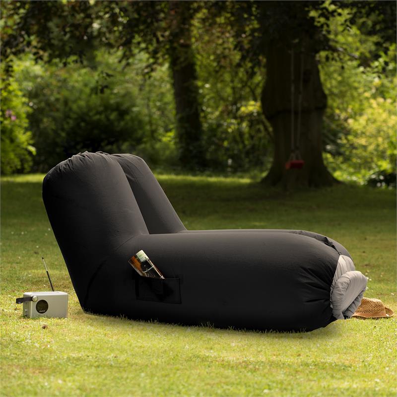 Blumfeldt Airlounge, nafukovacia sedačka, 90 x 80 x 150 cm, ruksak, prateľná, polyester, čierna – Obrázok 2