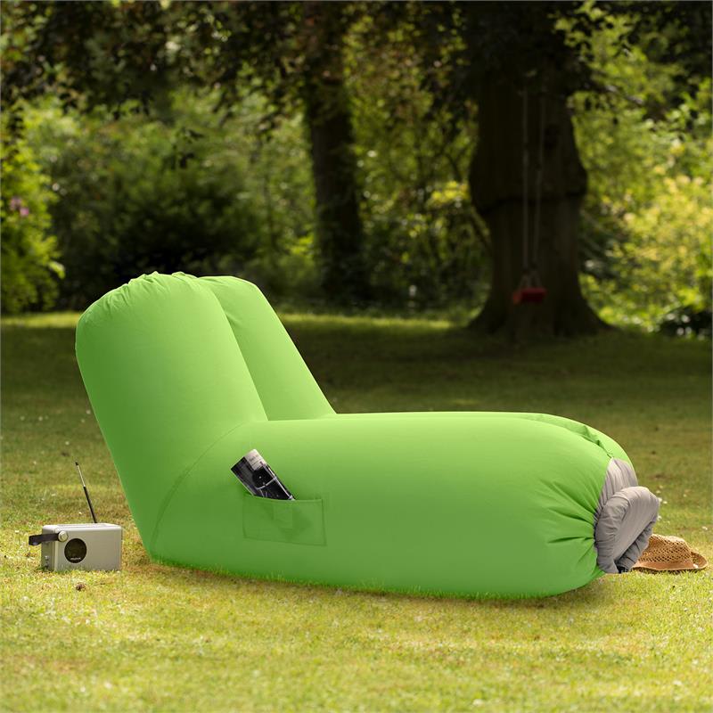 Blumfeldt Airlounge, nafukovacia sedačka, 90 x 80 x 150 cm, ruksak, prateľná, polyester, zelená – Obrázok 2