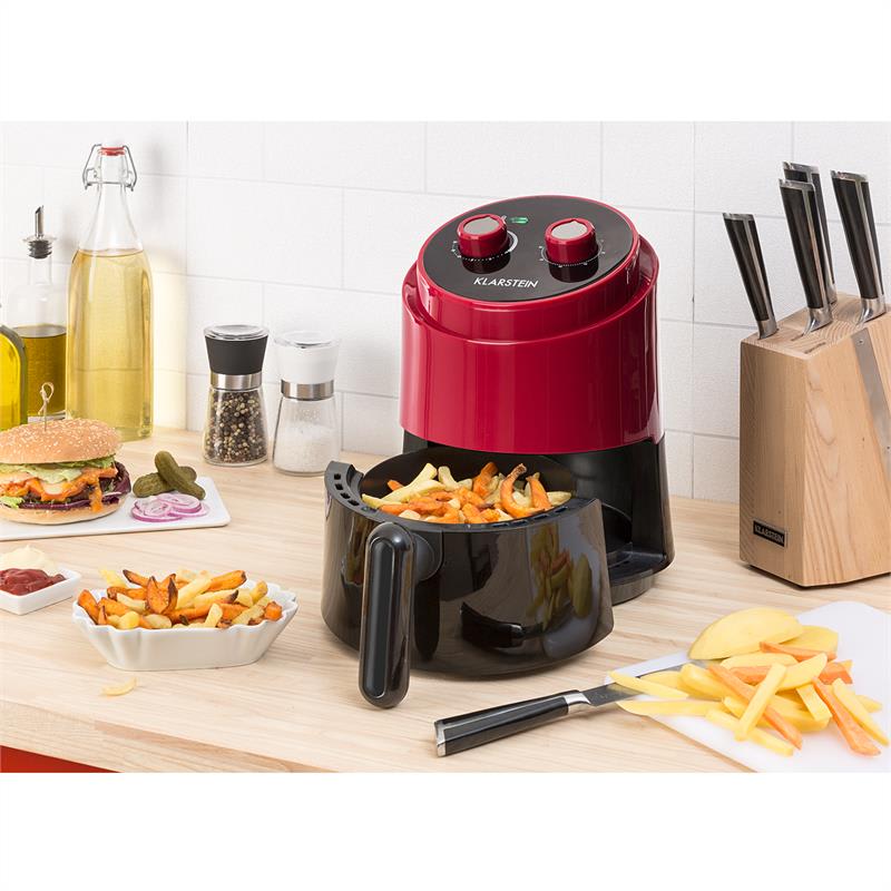Klarstein Wel Air Fry, teplovzdužná fritéza, 1230W, poistka pred prehriatím, 1,5l, červená – Obrázok 2