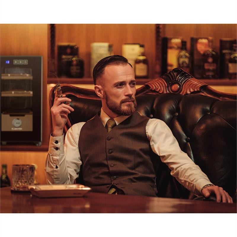 Klarstein El Presidente 23, humidor, 50 W, dotykový, bukové drevo, 23 l, LED, čierny – Obrázok 2