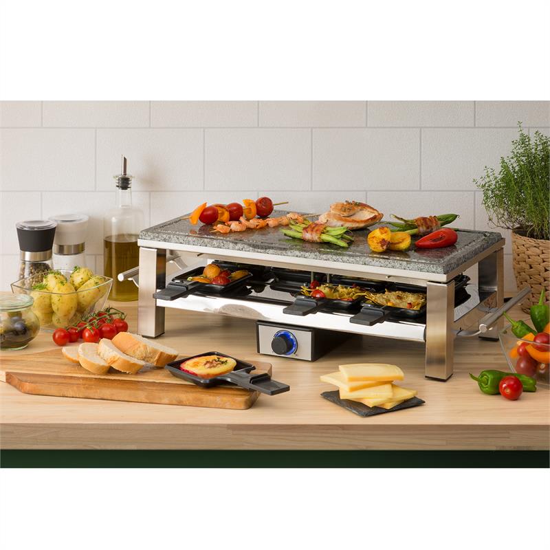 Klarstein Schmelzlette, raclette gril, 1500 W, platňa z prírodného kameňa, konštrukcia z nehrdzavejúcej ocele – Obrázok 2