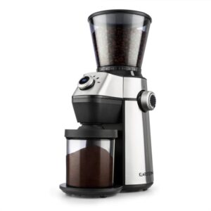 Klarstein Triest, mlynček na kávu, kužeľové mlecie teleso, 150W, 300g, 15 mlecích stupňov, nerezová oceľ