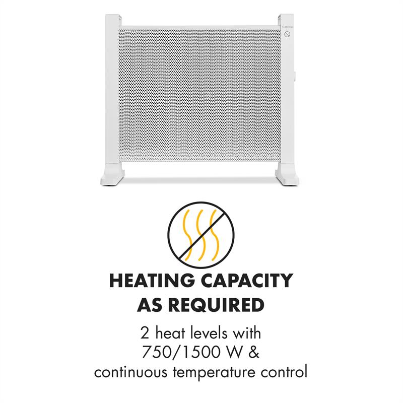 Klarstein HeatPal Mica15, elektrický ohrievač, 1500 W, 2 výkonnostné stupne, biely – Obrázok 3