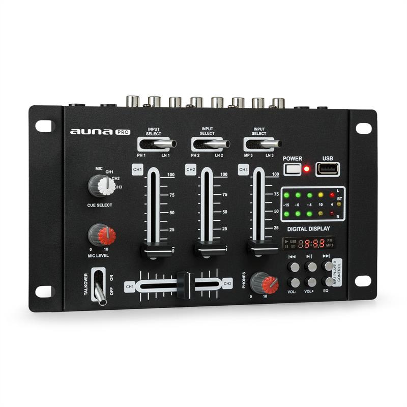 Auna Pro DJ-21 BT DJ-mixér mixážny pult, bluetooth, USB, čierna farba