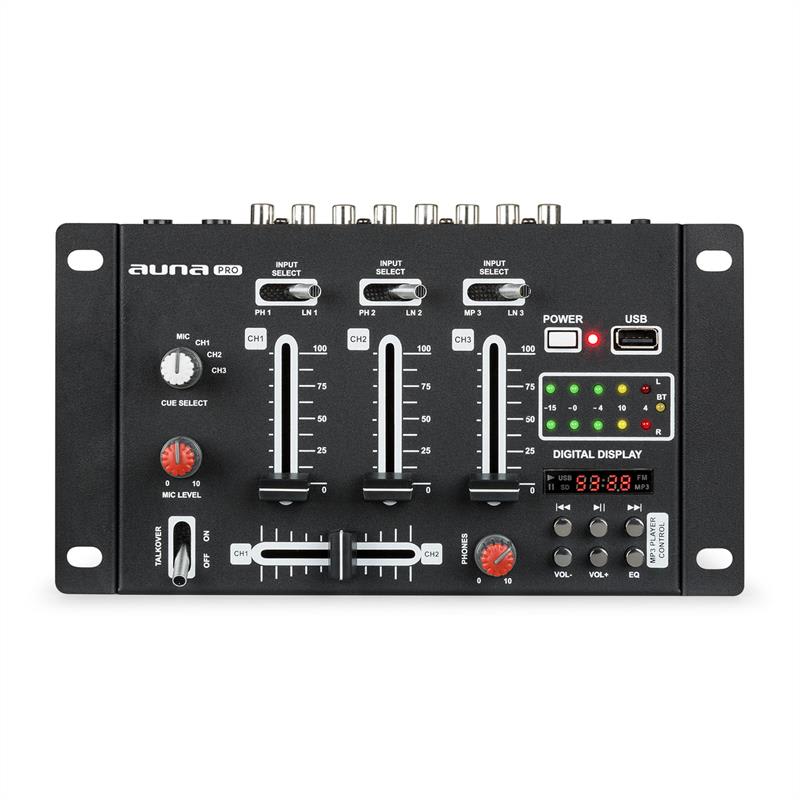 Auna Pro DJ-21 BT DJ-mixér mixážny pult, bluetooth, USB, čierna farba – Obrázok 2