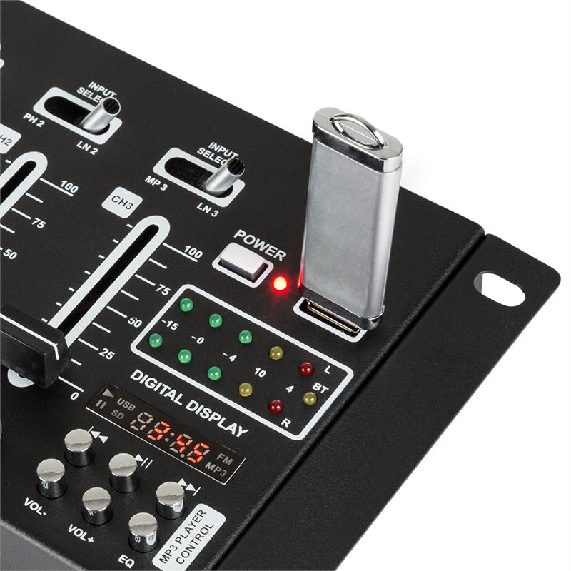 Auna Pro DJ-21 BT DJ-mixér mixážny pult, bluetooth, USB, čierna farba – Obrázok 4