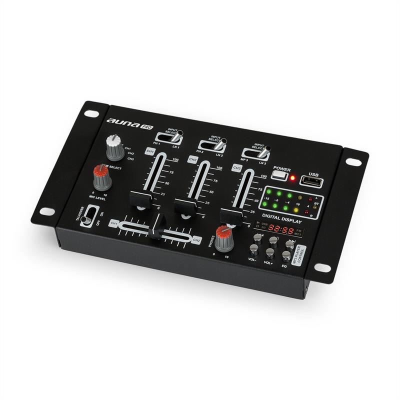 Auna Pro DJ-21 BT DJ-mixér mixážny pult, bluetooth, USB, čierna farba – Obrázok 5