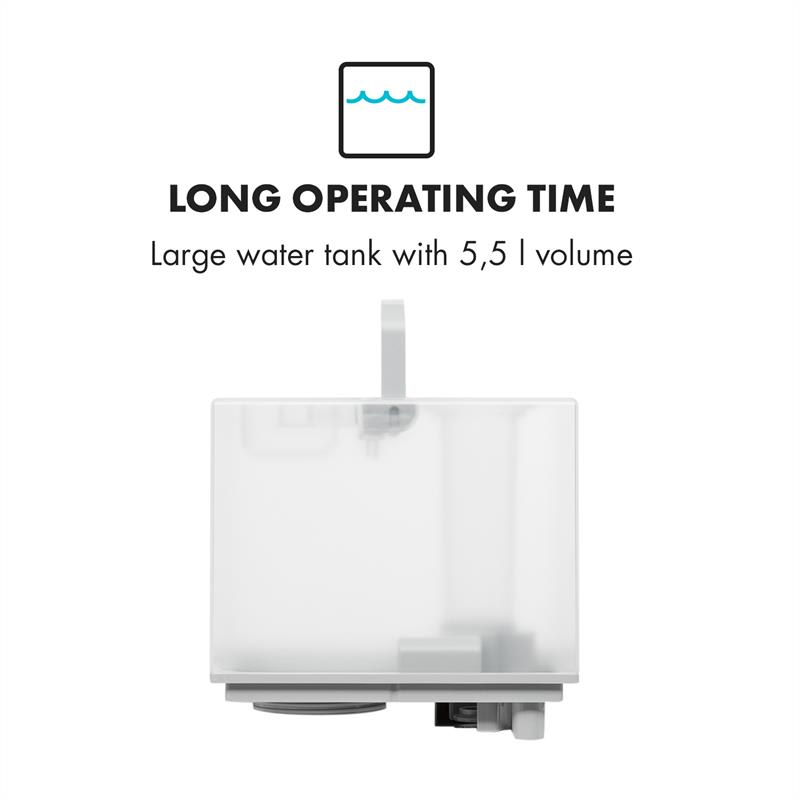 Klarstein Cubix, zvlhčovač vzduchu, ionizátor, 350 ml/h, 5.5 l nádrž, baby režim – Obrázok 5