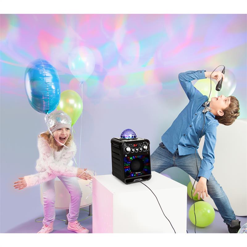 Auna Rockstar LED, karaoke systém, CD prehrávač, bluetooth, AUX, 2 x 6,3 mm, čierny – Obrázok 2