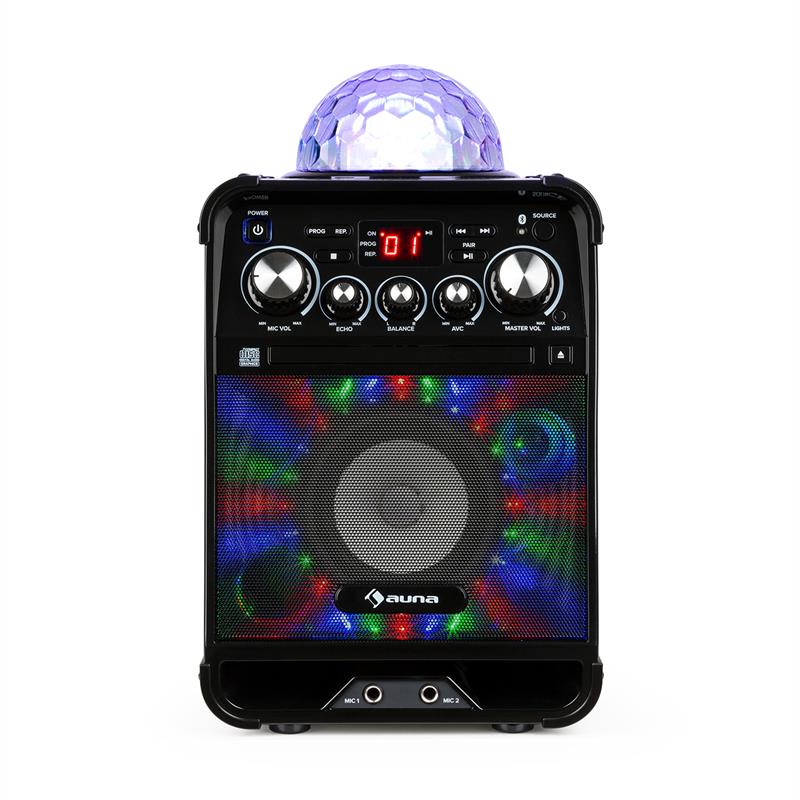 Auna Rockstar LED, karaoke systém, CD prehrávač, bluetooth, AUX, 2 x 6,3 mm, čierny – Obrázok 3