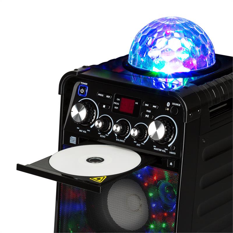 Auna Rockstar LED, karaoke systém, CD prehrávač, bluetooth, AUX, 2 x 6,3 mm, čierny – Obrázok 4