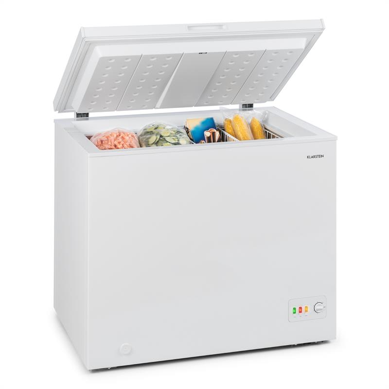Klarstein Iceblokk 200, truhlicová mraznička, mraziaci box, A++, 200 litrov, 2 závesné koše, kolieska, biela
