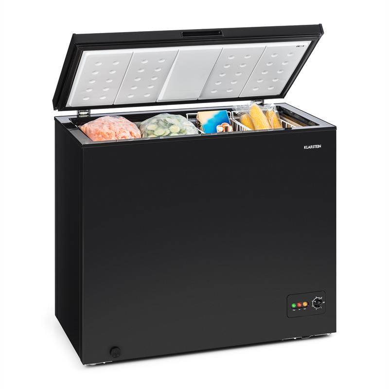 Klarstein Iceblokk 200, truhlicová mraznička, mraziaci box, A++, 200 litrov, 2 závesné koše, kolieska, čierna