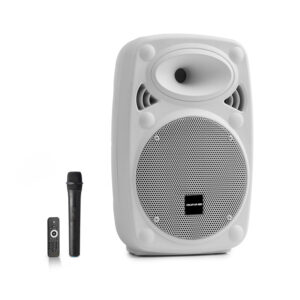 Auna Pro Streetstar 8, mobilný PA systém, 8" (20 cm), UHF mikrofón, 200 W max., biely