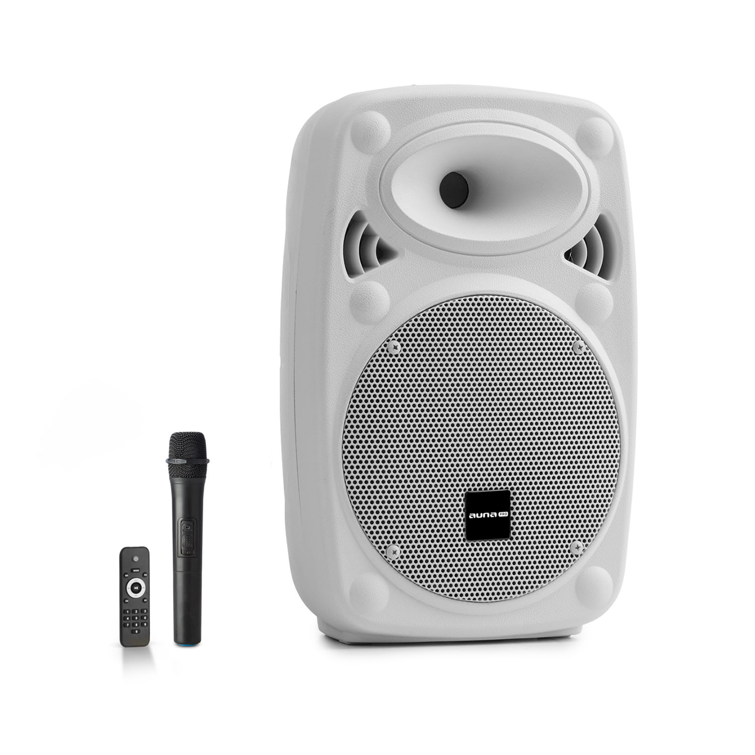 Auna Pro Streetstar 8, mobilný PA systém, 8" (20 cm), UHF mikrofón, 200 W max., biely