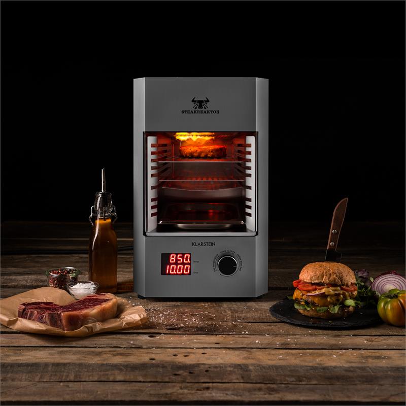Klarstein Steakreaktor 2.0 – Stainless Steel Edition, interiérový gril, 1600 W, 850 °C – Obrázok 2