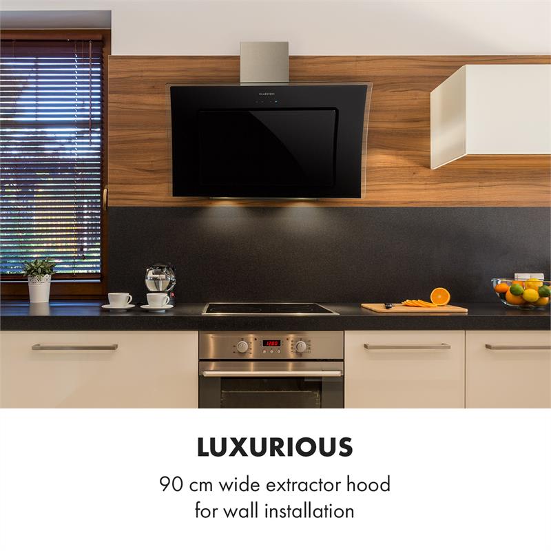 Klarstein Sabia 90, digestor, 90 cm, nástenný, 600 m³/h, LED, čierny – Obrázok 2