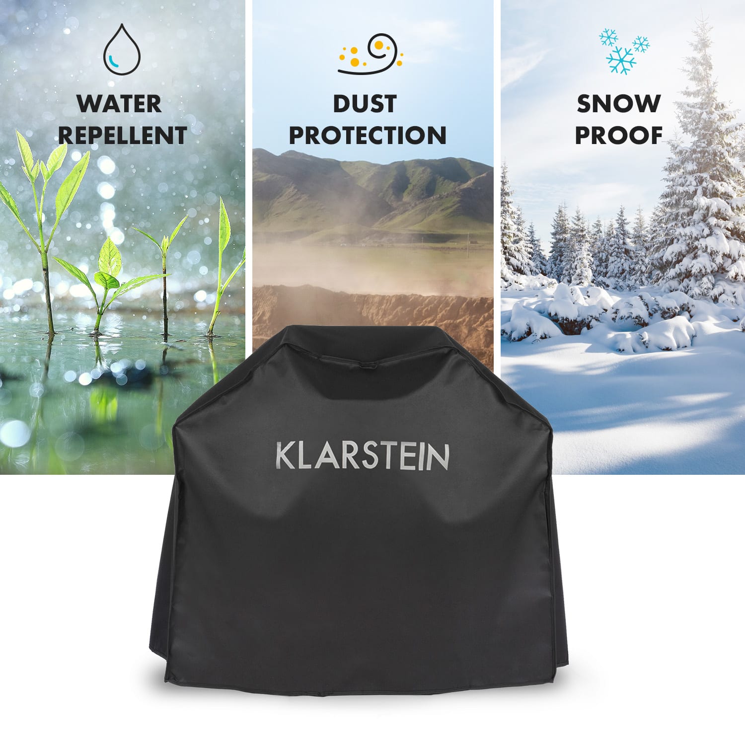 Klarstein Tomahawk 3.0 Cover, ochranný kryt na plynový gril, 600D plátno, 30/70 % PE/PVC, čierny – Obrázok 4