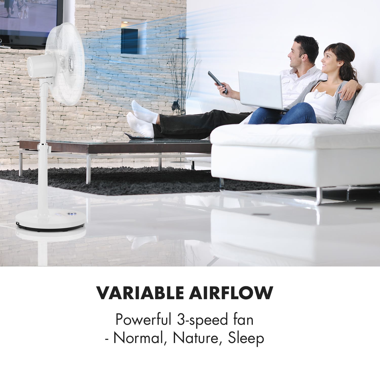 Klarstein Clear Stream, stojanový ventilátor, 16" (40 cm), 28 W, 3120 m³/h, oscilácia 90°, biely – Obrázok 4