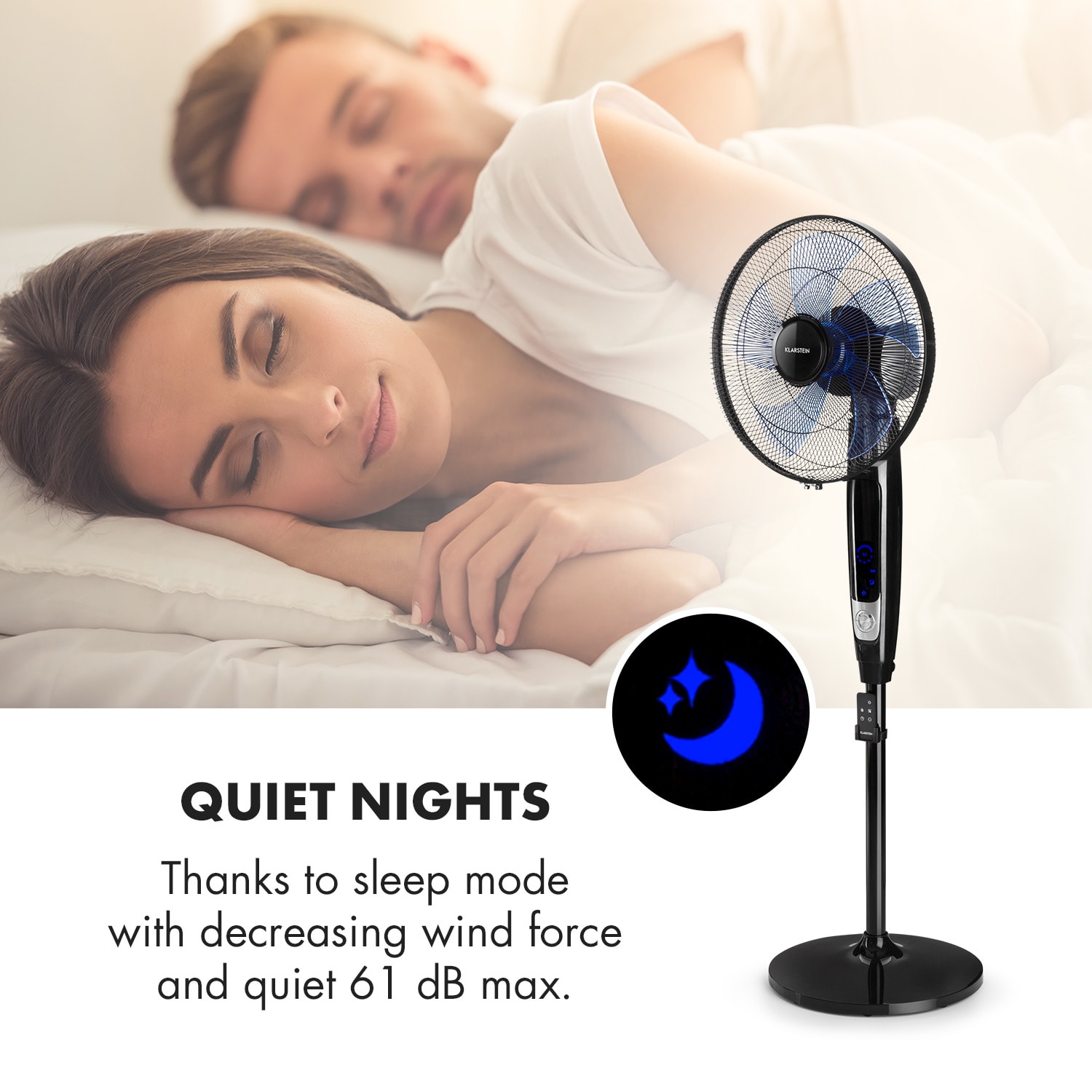 Klarstein Eye Of The Storm, stojanový ventilátor, 16", oscilácia 360°, 65 W, čierny – Obrázok 4