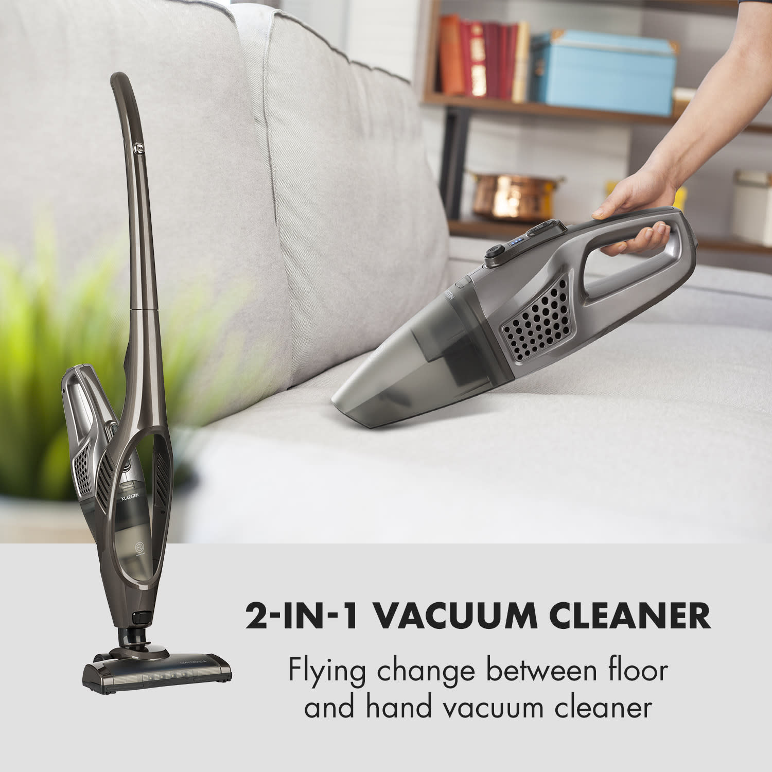 Klarstein Clean Turismo, 2 v 1 akumulátorový vysávač, bezkáblový, strieborný/antracitový – Obrázok 3