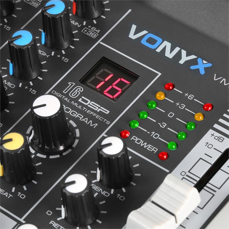 Vonyx VMM-K802, 8-kanálový mixér, USB port, BT prijímač, 16 DSP, +48 V phantom napájanie – Obrázok 3