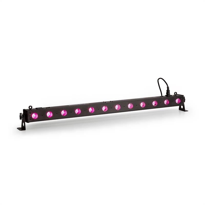 Beamz LCB140 LED lišta, 12x 6W LEDiek, 25W; 2, 3, 4, alebo 8 DMX kanálov, stmievač 0-100%