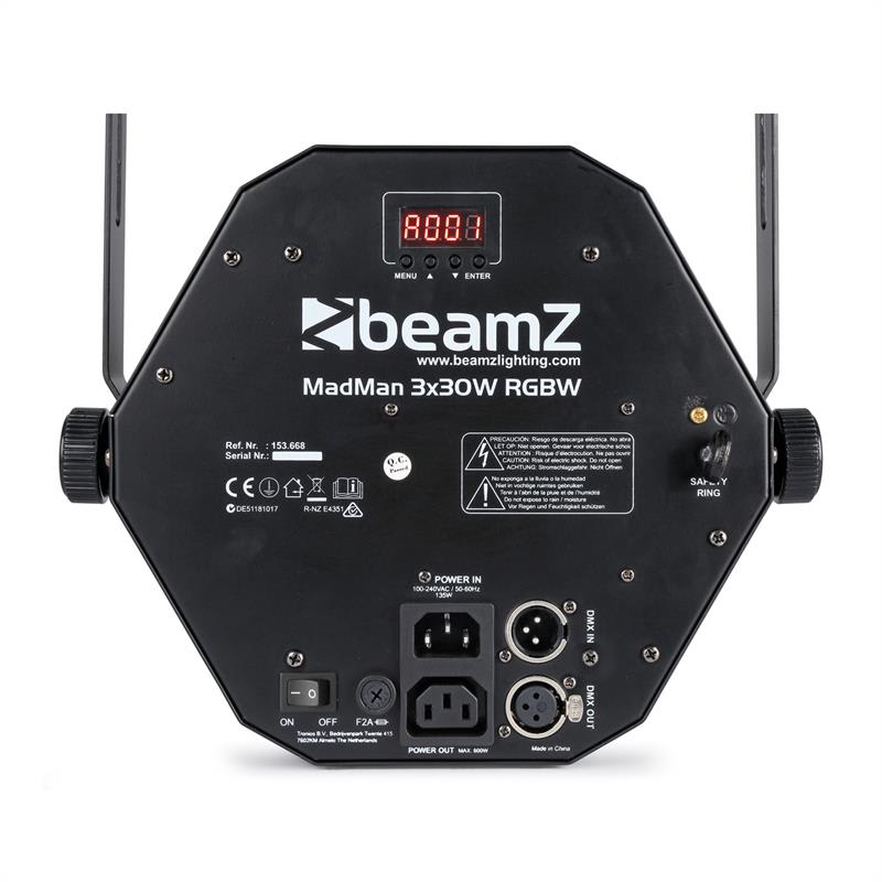 Beamz MadMan, LED reflektor, 132 RGB SMD LED svetiel, DMX alebo samostatný režim – Obrázok 2