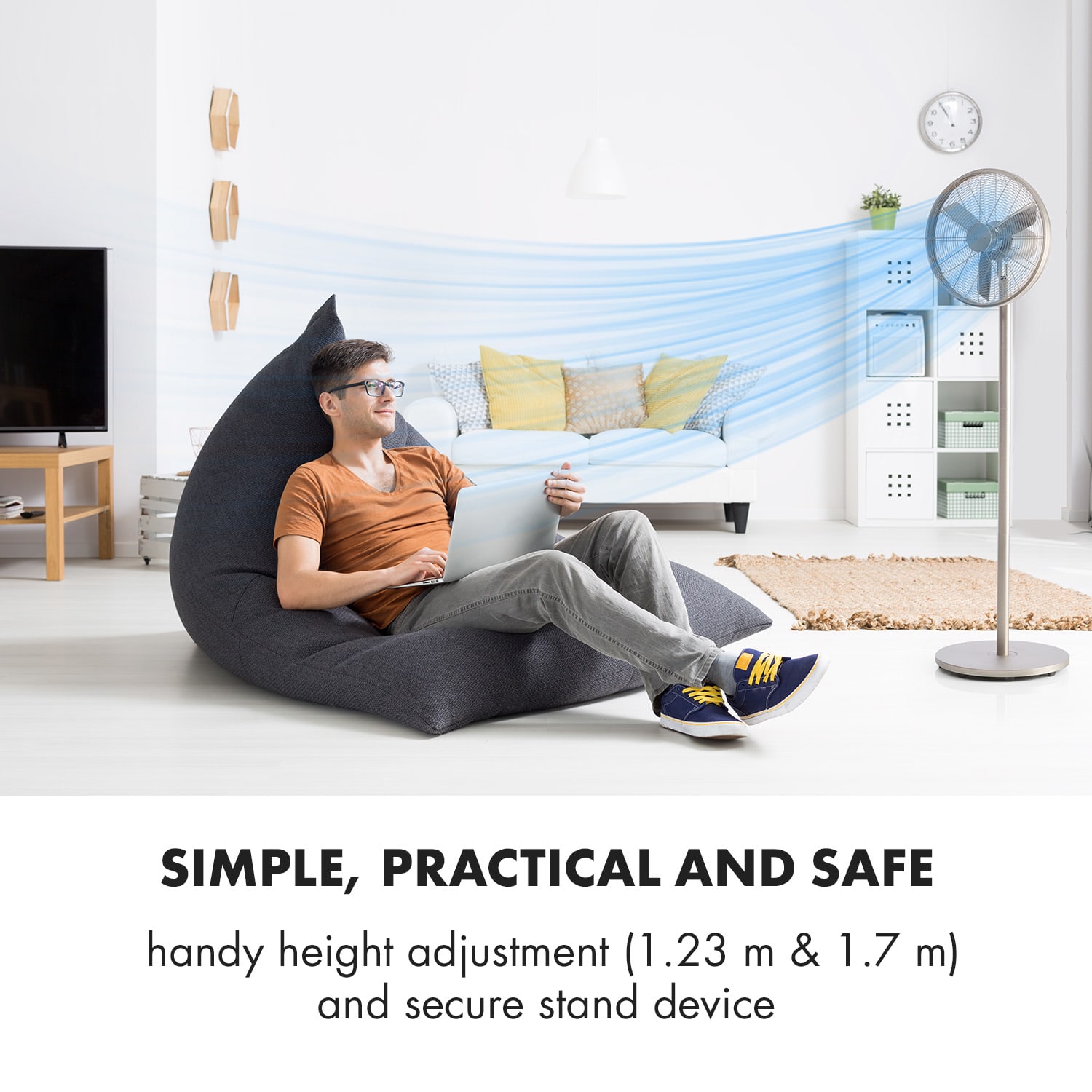 Klarstein Ethos High Performance, kovový stojanový ventilátor, 16" (40 cm), 3 režimy – Obrázok 2