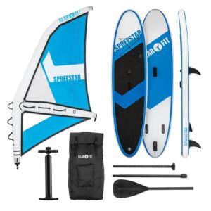 KLARFIT Spreestar WM, nafukovací paddleboard, SUP-Board-Set, 300x10x71, modro-biela farba