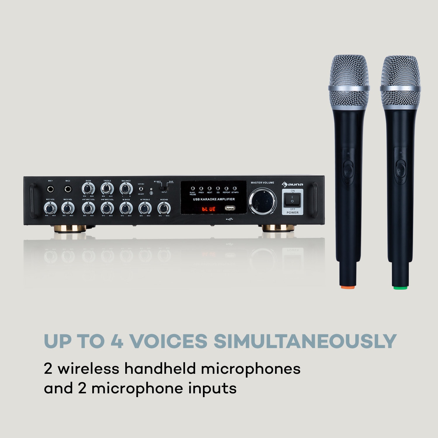 Auna Karaoke Star 4, karaoke sada, 2 x 80 W max., BT, USB port, 2 x bezdrôtový mikrofón – Obrázok 4