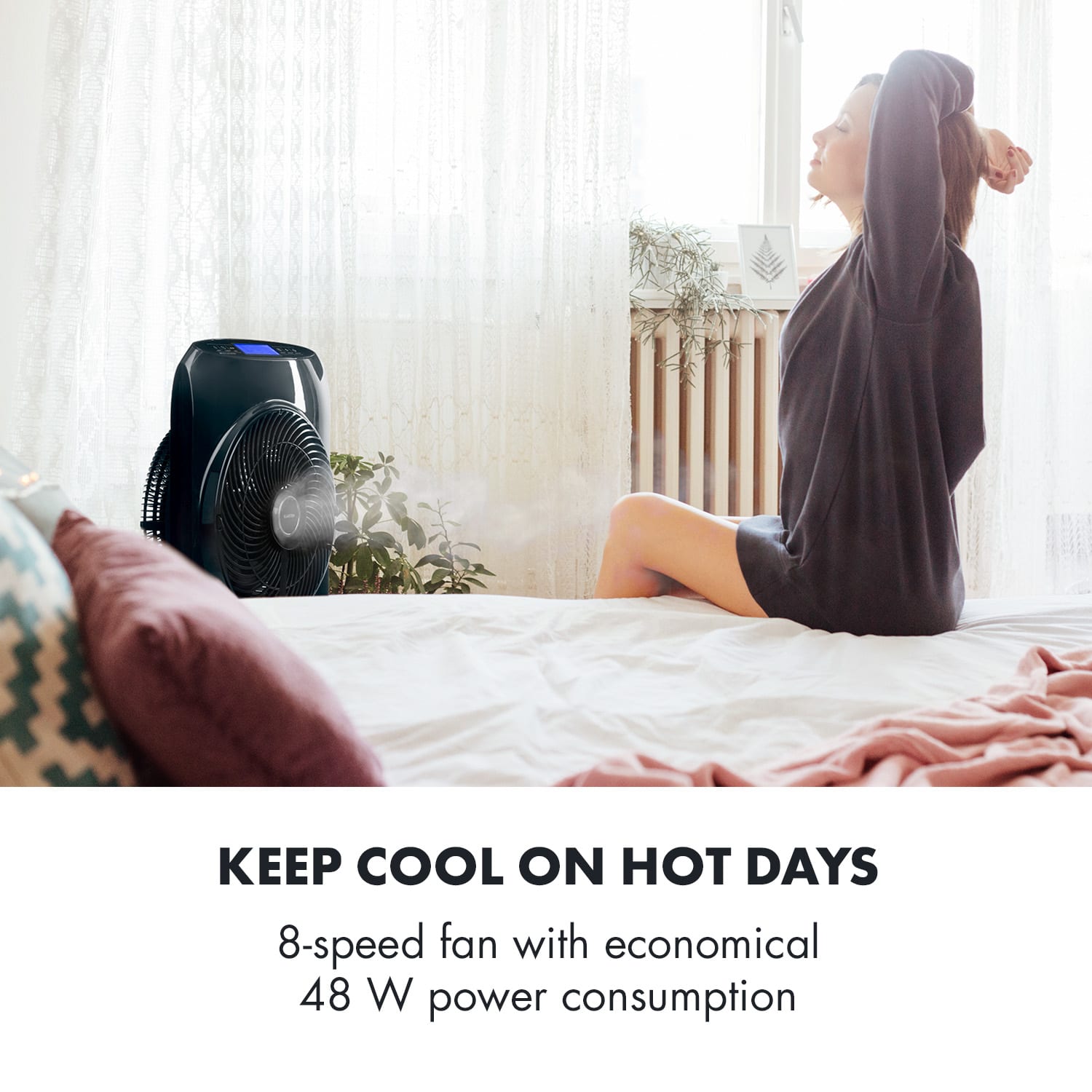 Klarstein Cool Tropic, stojanový ventilátor so zvlhčovačom vzduchu, 48 W, 2820 m³/h, čierny – Obrázok 2