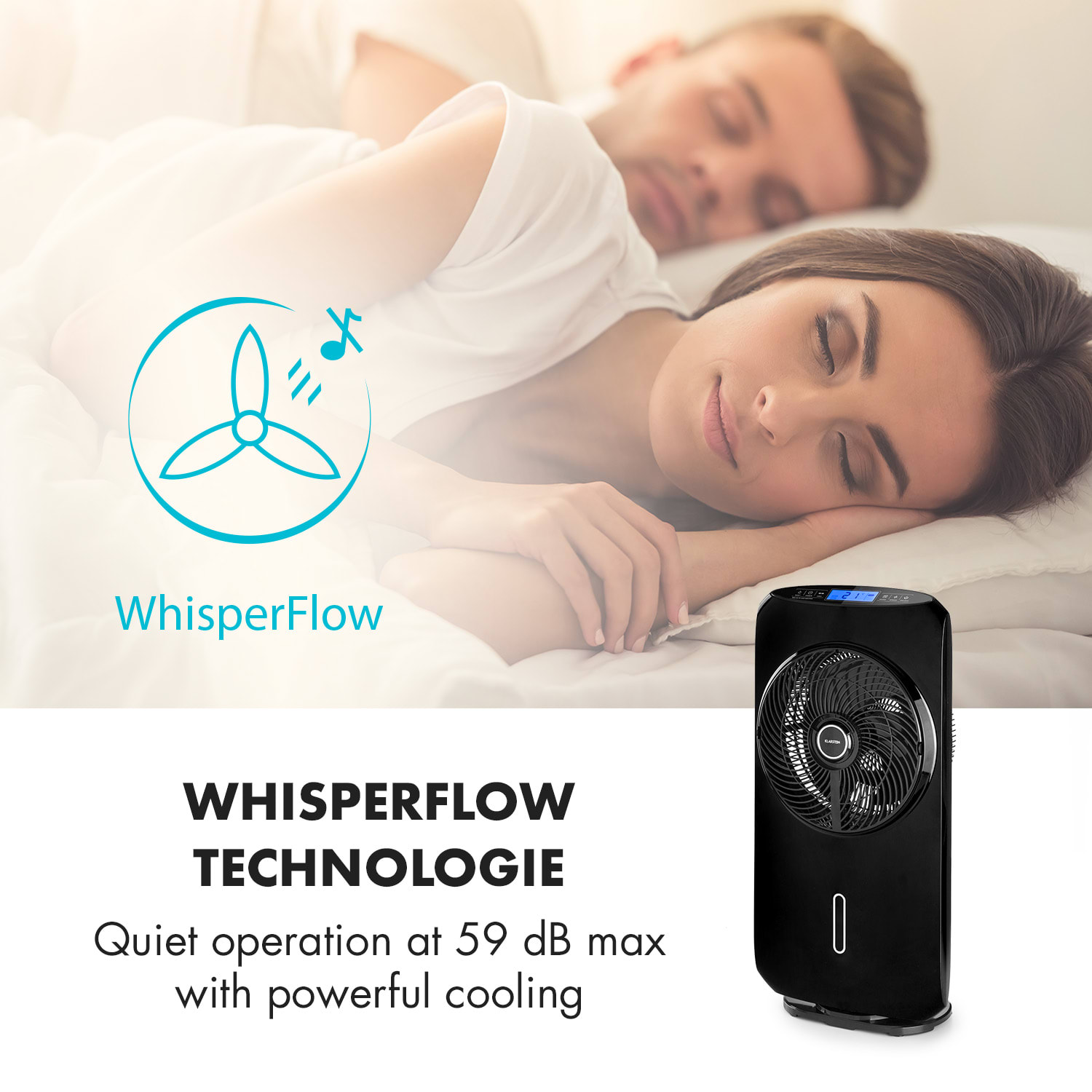 Klarstein Cool Tropic, stojanový ventilátor so zvlhčovačom vzduchu, 48 W, 2820 m³/h, čierny – Obrázok 4
