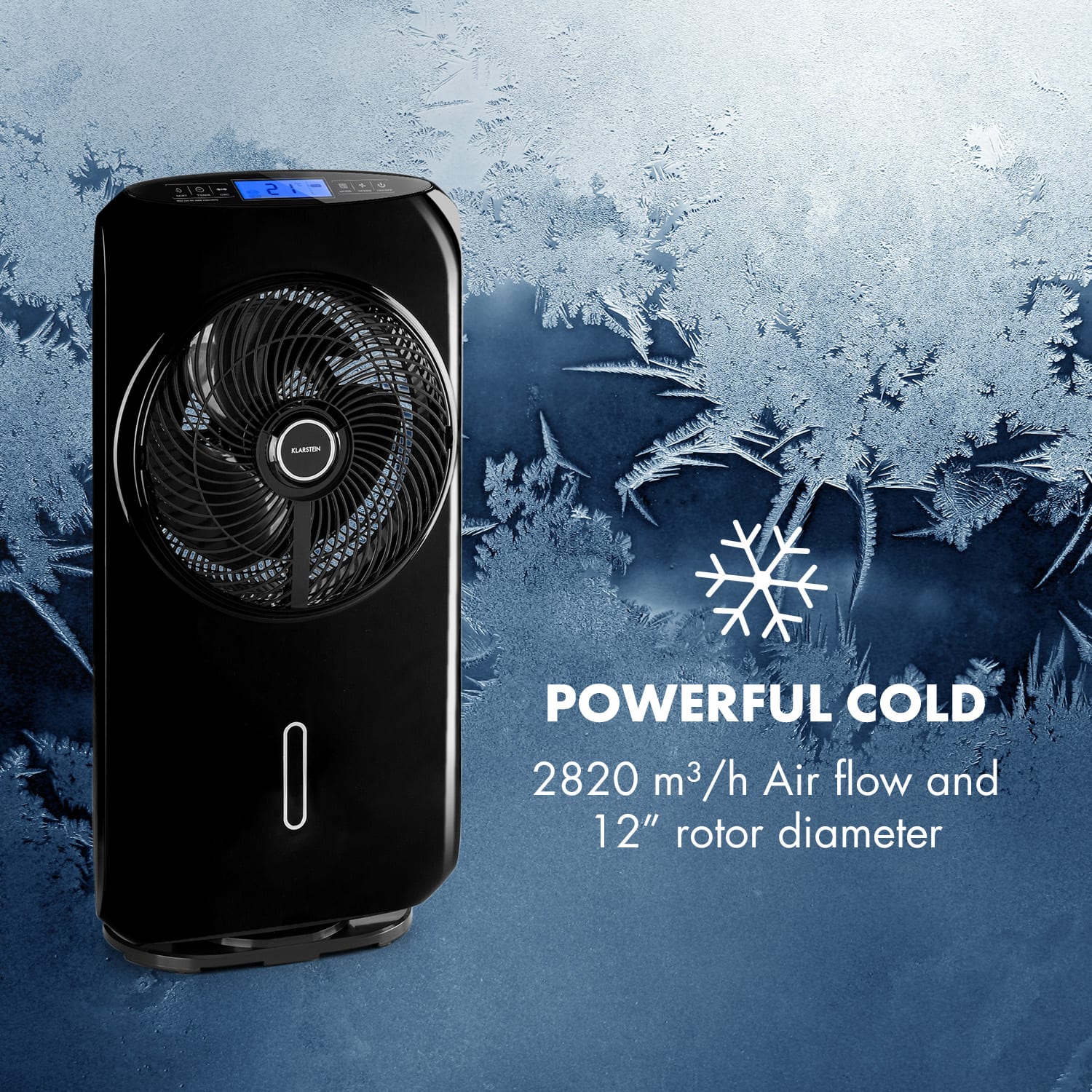 Klarstein Cool Tropic, stojanový ventilátor so zvlhčovačom vzduchu, 48 W, 2820 m³/h, čierny – Obrázok 5