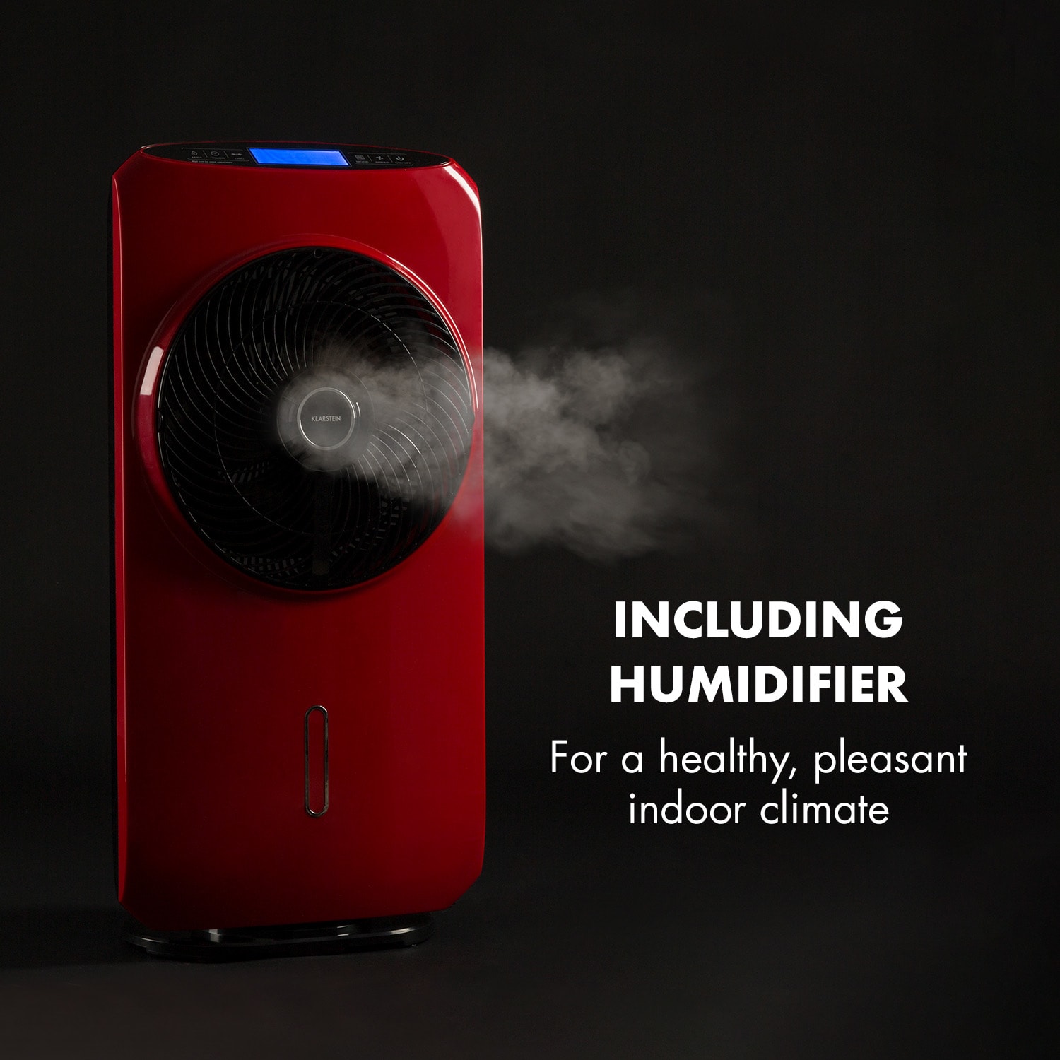 Klarstein Cool Tropic, stojanový ventilátor so zvlhčovačom vzduchu, 48 W, 2820 m³/h, červený – Obrázok 3