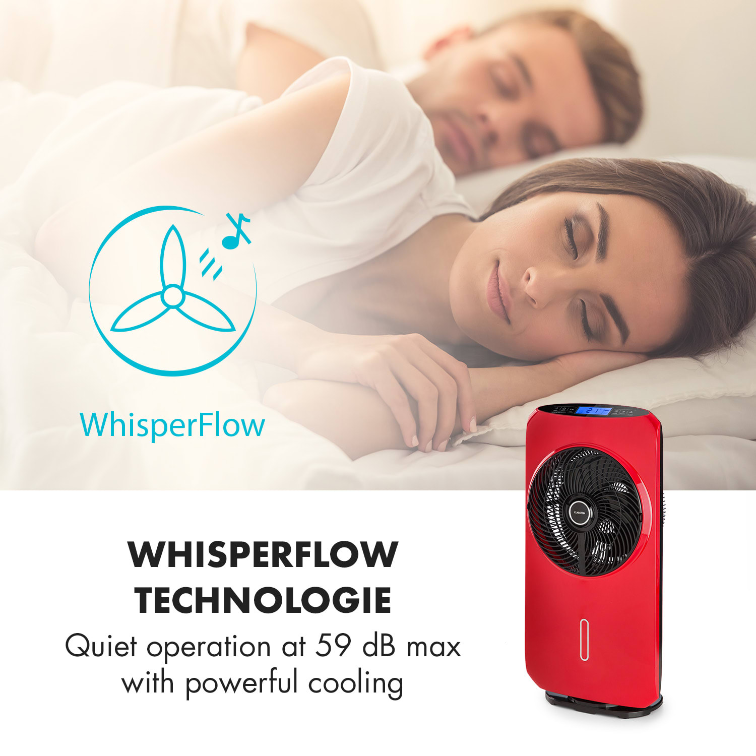 Klarstein Cool Tropic, stojanový ventilátor so zvlhčovačom vzduchu, 48 W, 2820 m³/h, červený – Obrázok 4