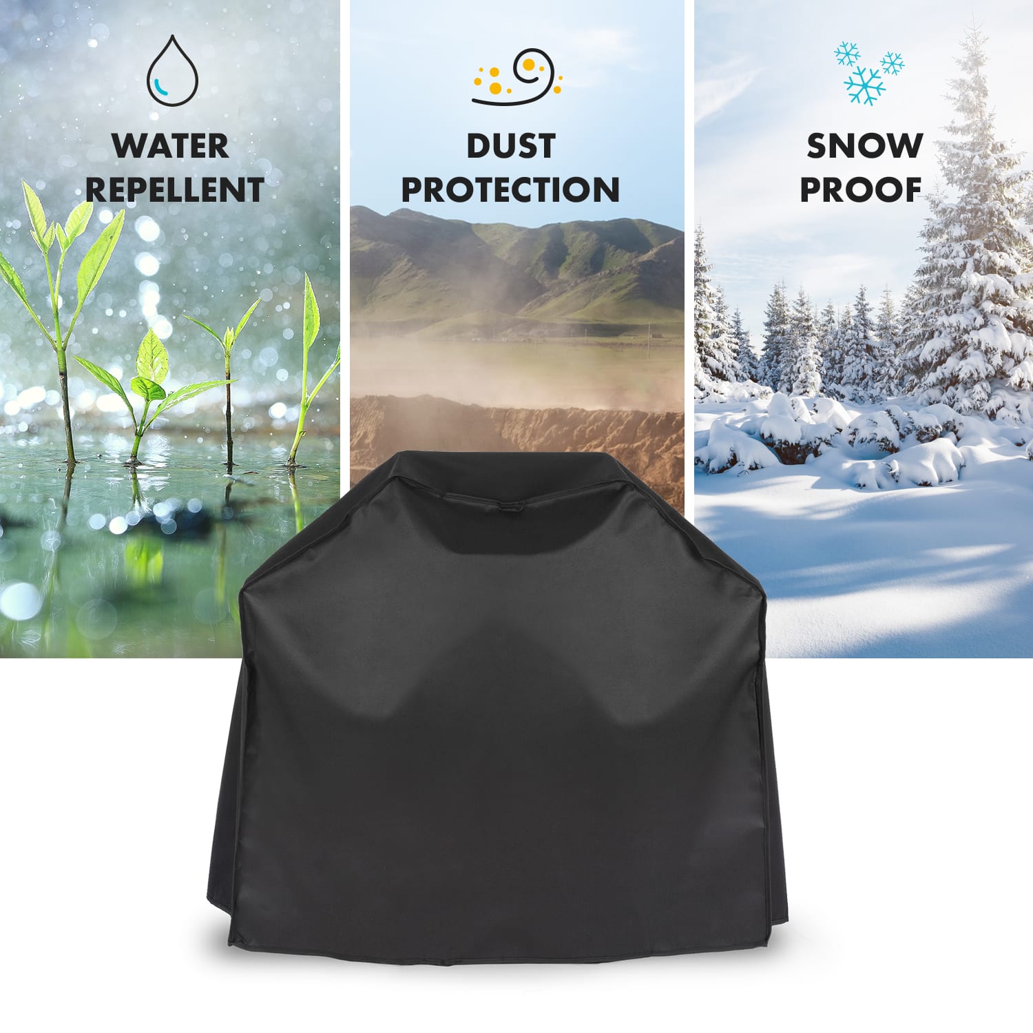 Klarstein Lucifer 2.0 Cover, ochranný kryt na plynový gril, 600D plátno, 30/70 % PE/PVC, čierny – Obrázok 4