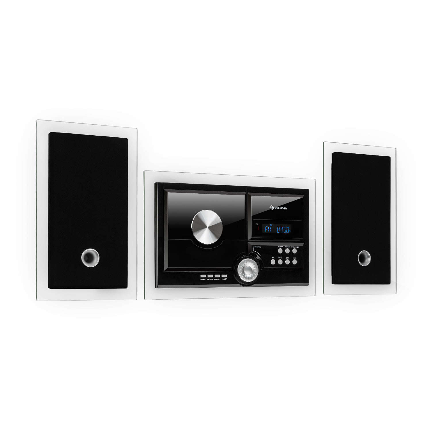 Auna Stereosonic, stereo systém, nástenná montáž, CD prehrávač, USB, BT, čierny