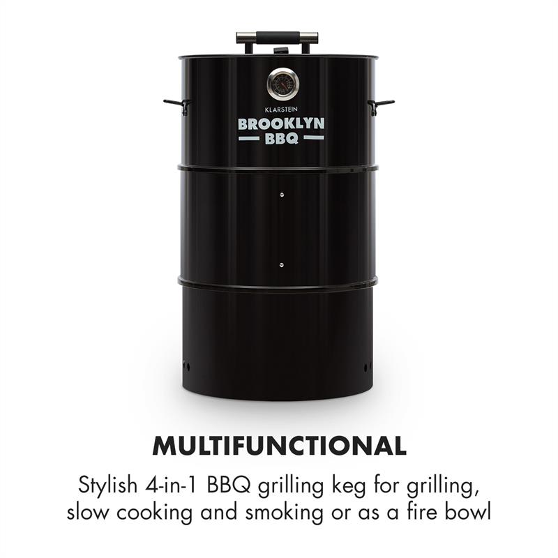 Klarstein Brooklyn-BBQ, 4 v 1 grilovací súdok, Ø 42 cm, oceľ, práškové lakovanie – Obrázok 3