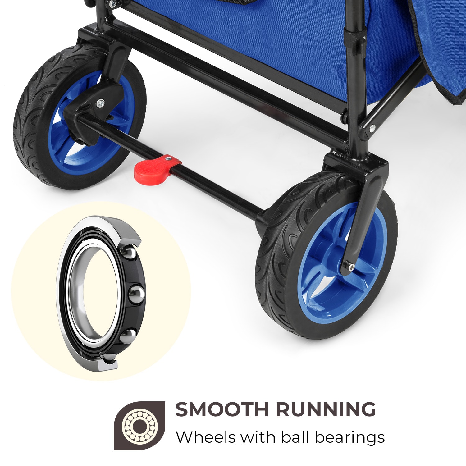 Waldbeck Easy Rider, ťahací vozík so strieškou, do 70 kg, teleskopická tyč, modrý – Obrázok 3