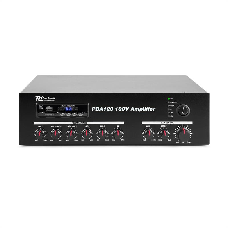Power Dynamics PBA120, 100 V zosilňovač, 120 W, USB/SD, MP3, bluetooth – Obrázok 2